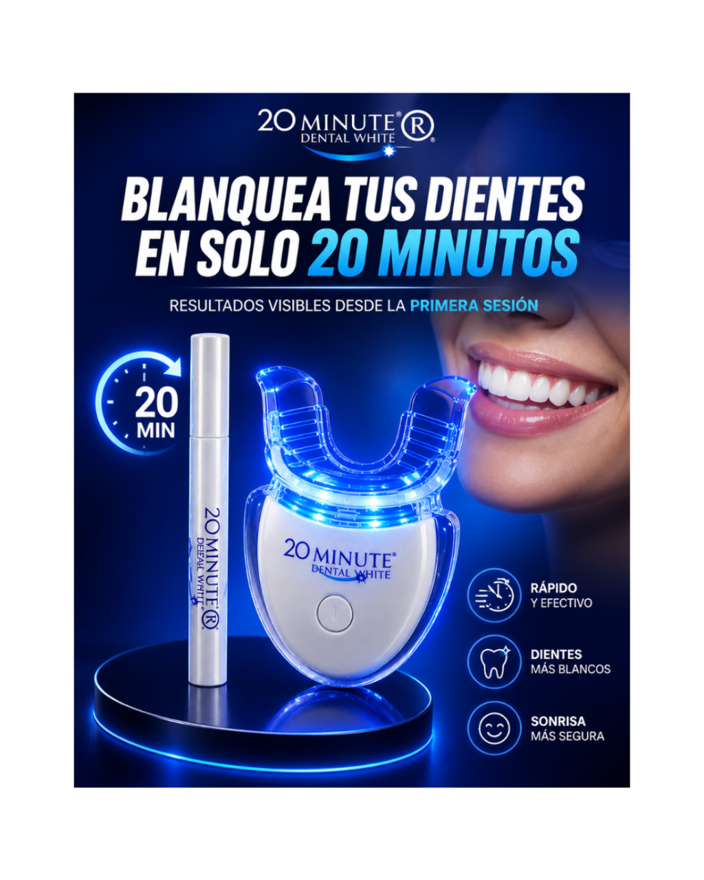 Kit Blanqueador Dental LED 20 Minutos | Tecnología Profesional en Casa