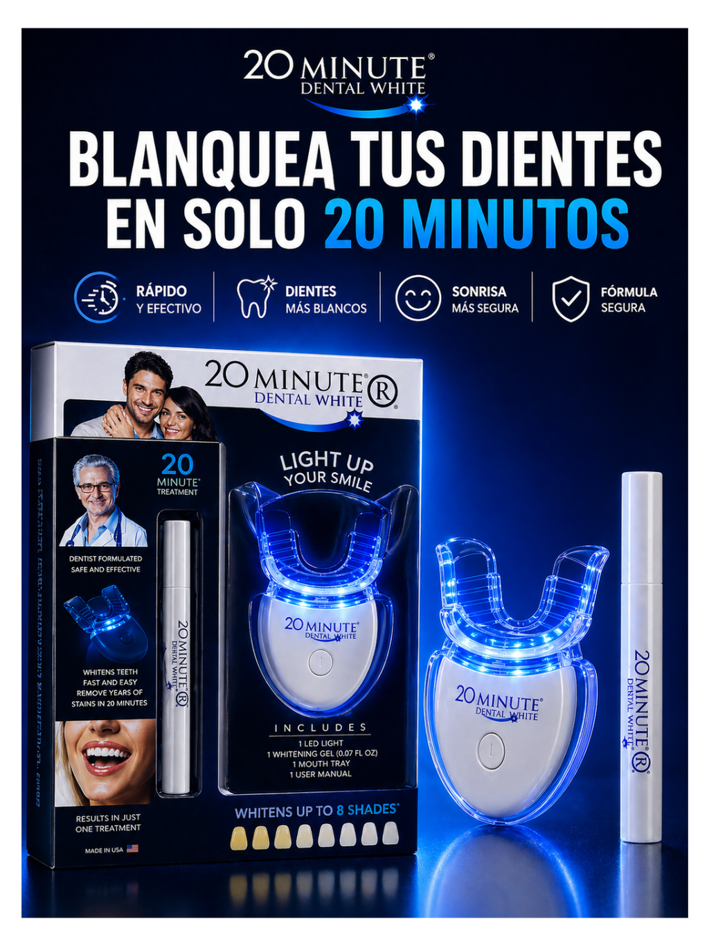Kit Blanqueador Dental LED 20 Minutos | Tecnología Profesional en Casa