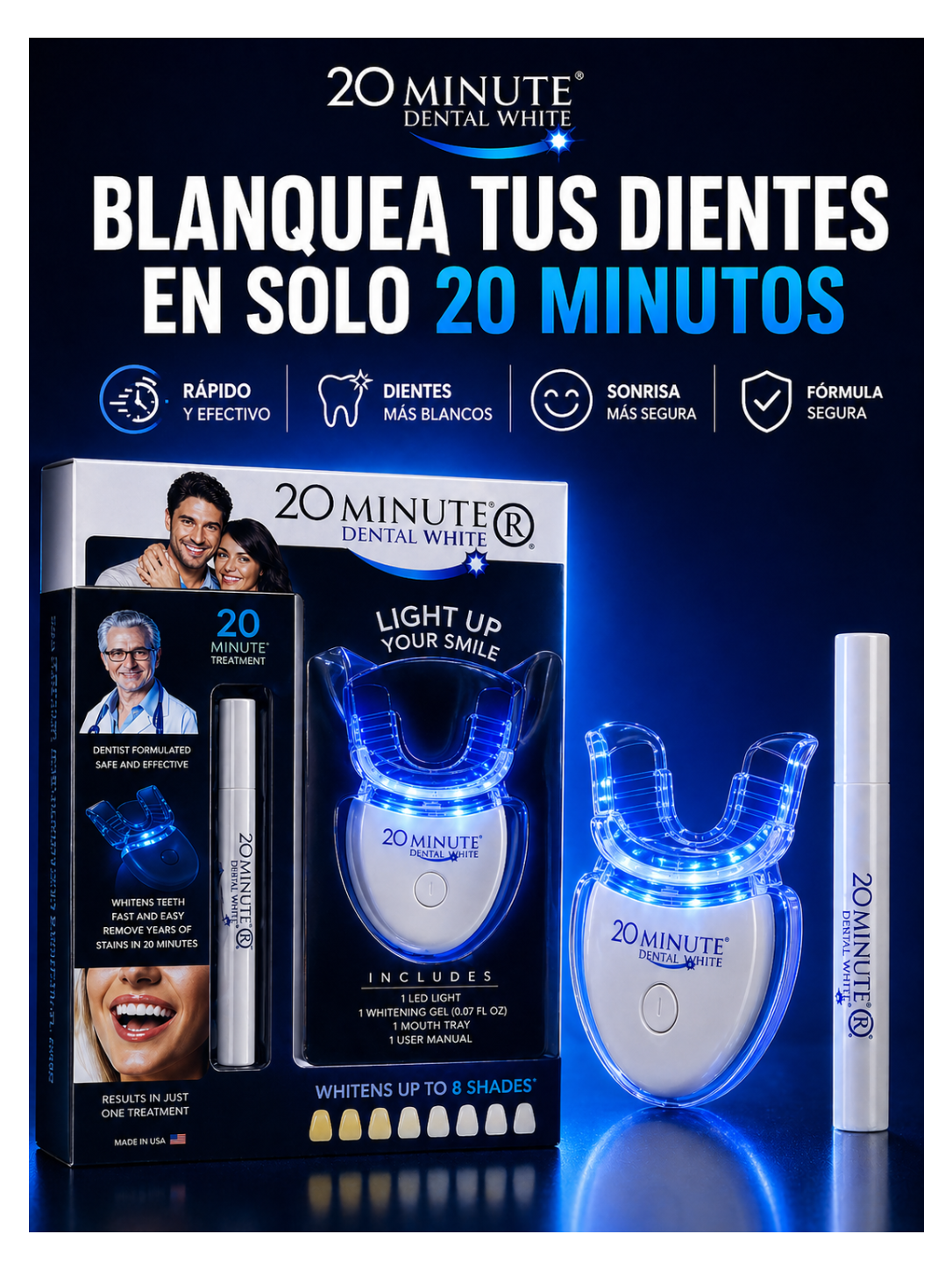 Kit Blanqueador Dental LED 20 Minutos | Tecnología Profesional en Casa