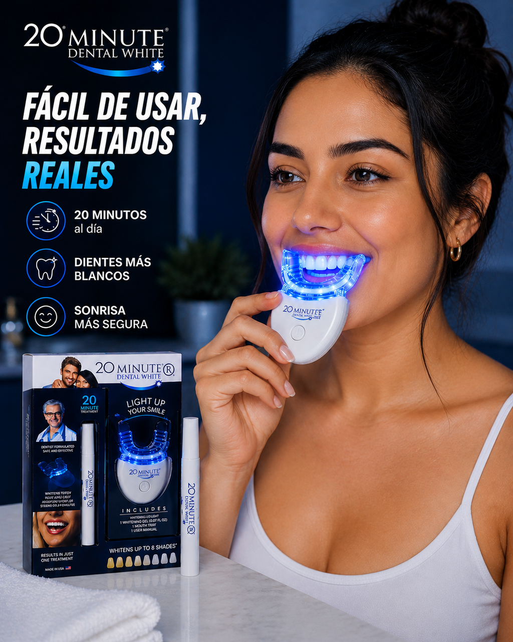 Kit Blanqueador Dental LED 20 Minutos | Tecnología Profesional en Casa